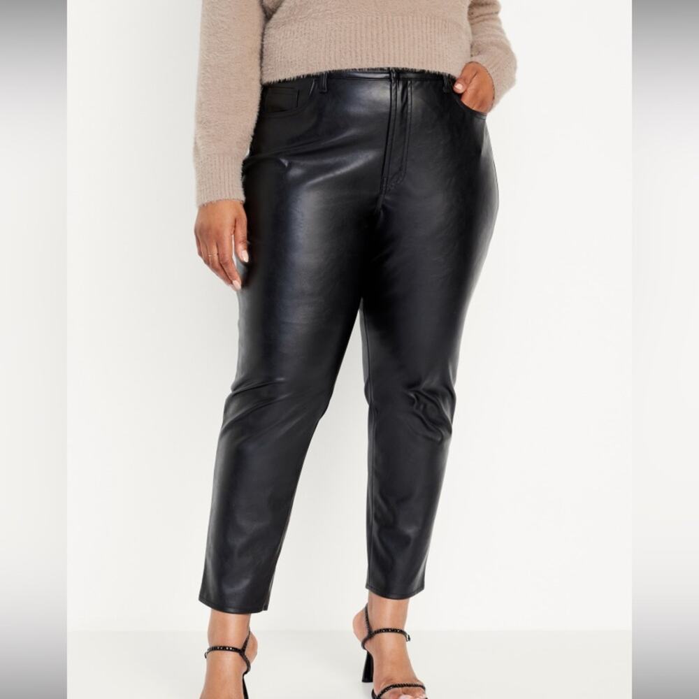 Old Navy black High-Waisted OG Straight Faux Leather Ankle Pants